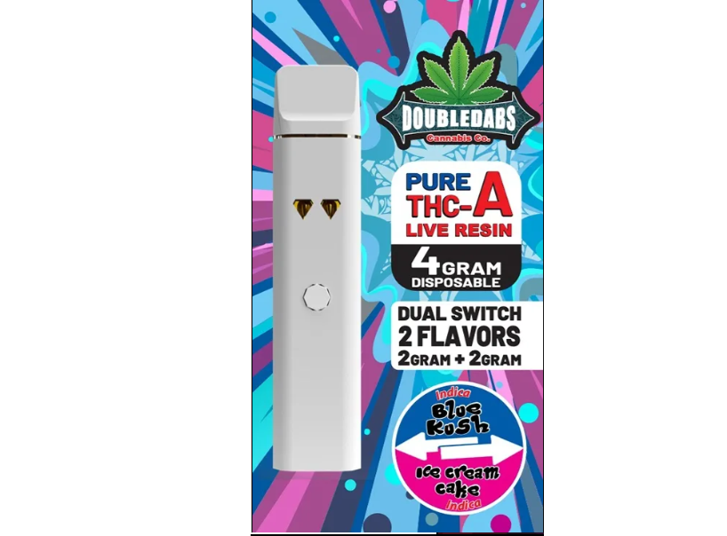 DOUBLEDABS CANNABIS CO. 4 GRAM DISPOSABLE 2 FLAVORS THC-A LIVE RESIN