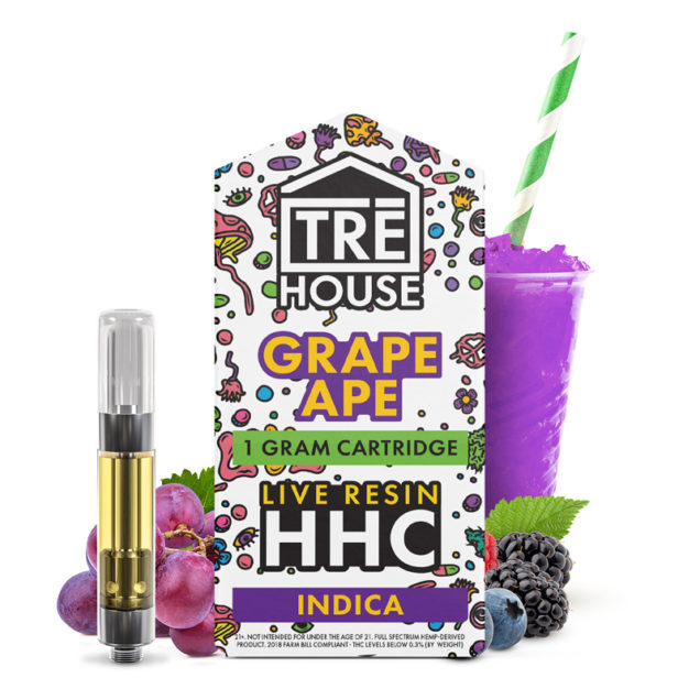 Tre House Grape Ape Live Resin Disposable 1 Gram HHC Cartridge