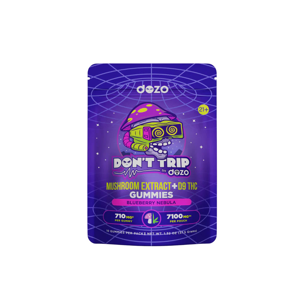 DONT TRIP MUSHROOM EXTRACT GUMMIES BY DOZO WITH THC 7100MG BLUEBERRY NEBULA