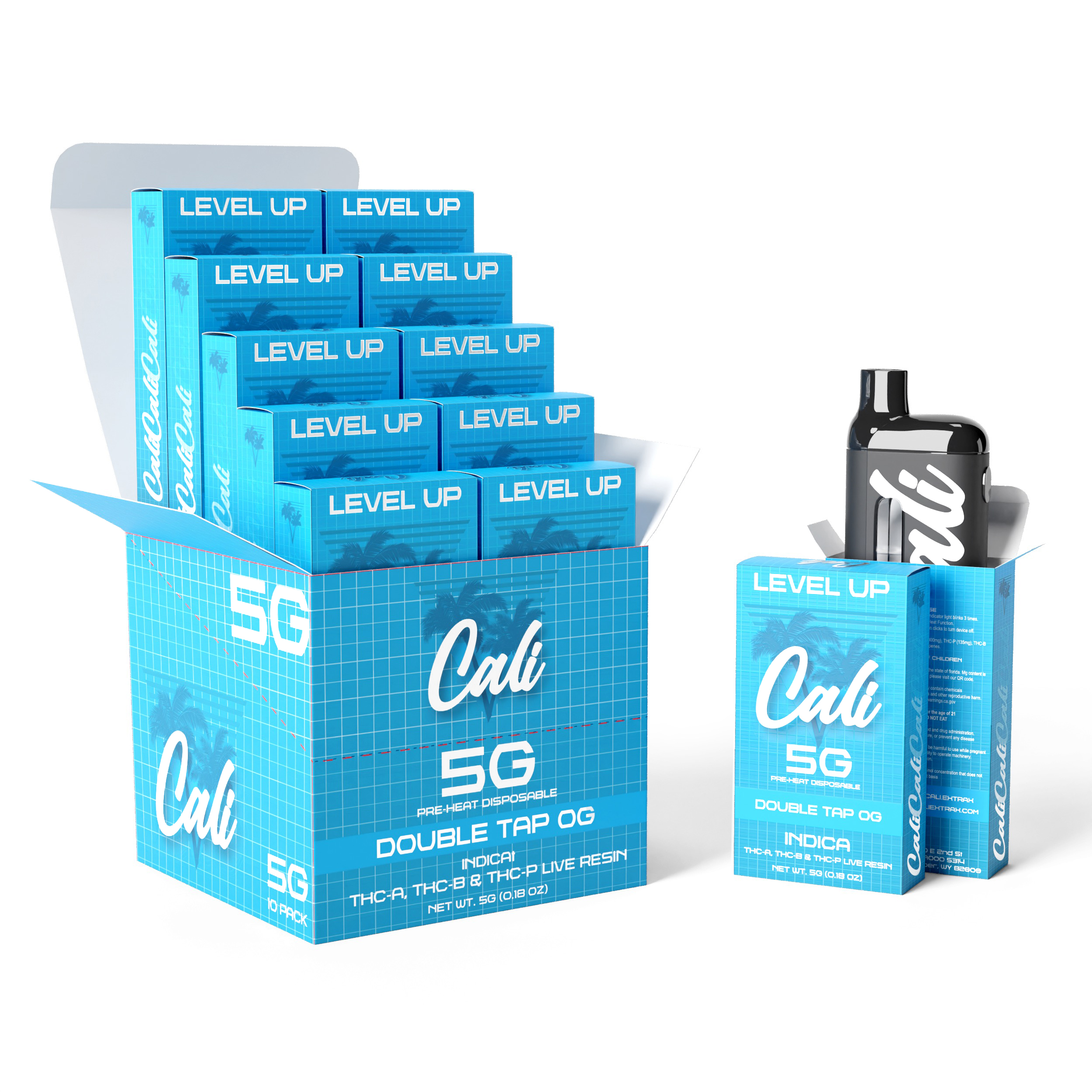 Cali Level Up 5G Disposable THC-A, THC-B, THC-P Vape Strains