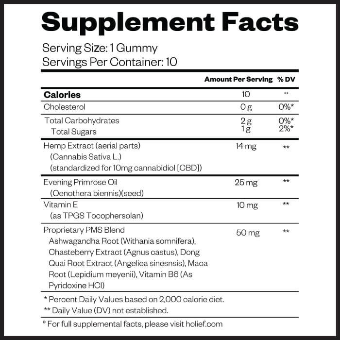 HOLIEF PMS GUMMIES 100MG INGREDIENTS