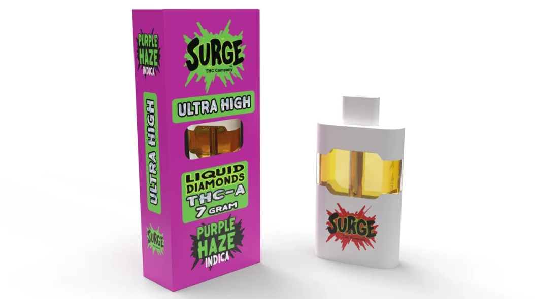 Surge Ultra High Liquid Diamonds THC-A 7 Gram Disposable Vape Purple Haze