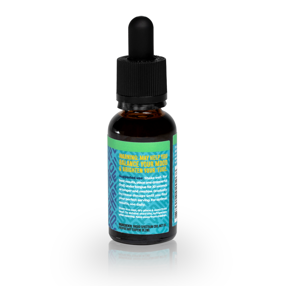 Happy Place 500mg Unflavored 1 fl oz (30mg) CBD Tincture bottle label back