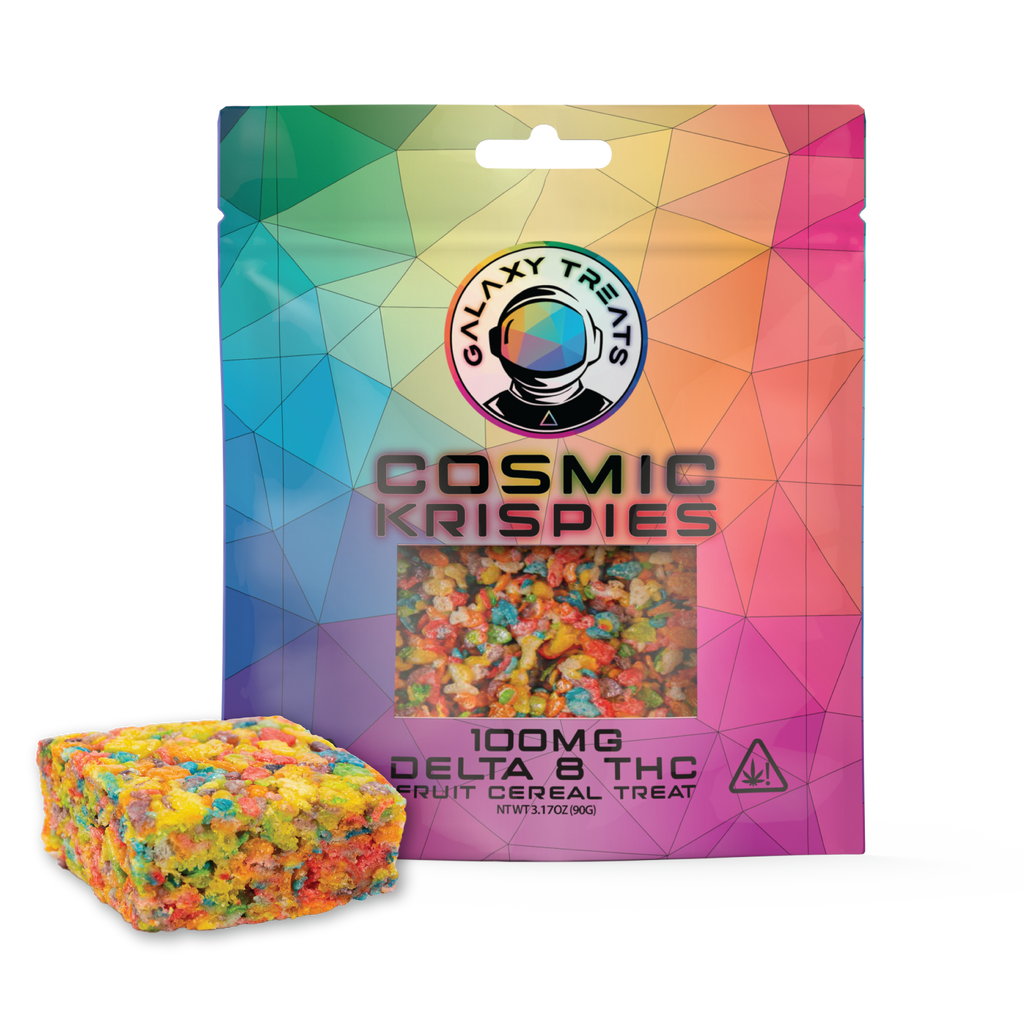 Cosmic Krispies, 100mg, Delta 8 THC, Fruit Cereal Treat, Galaxy Treats 