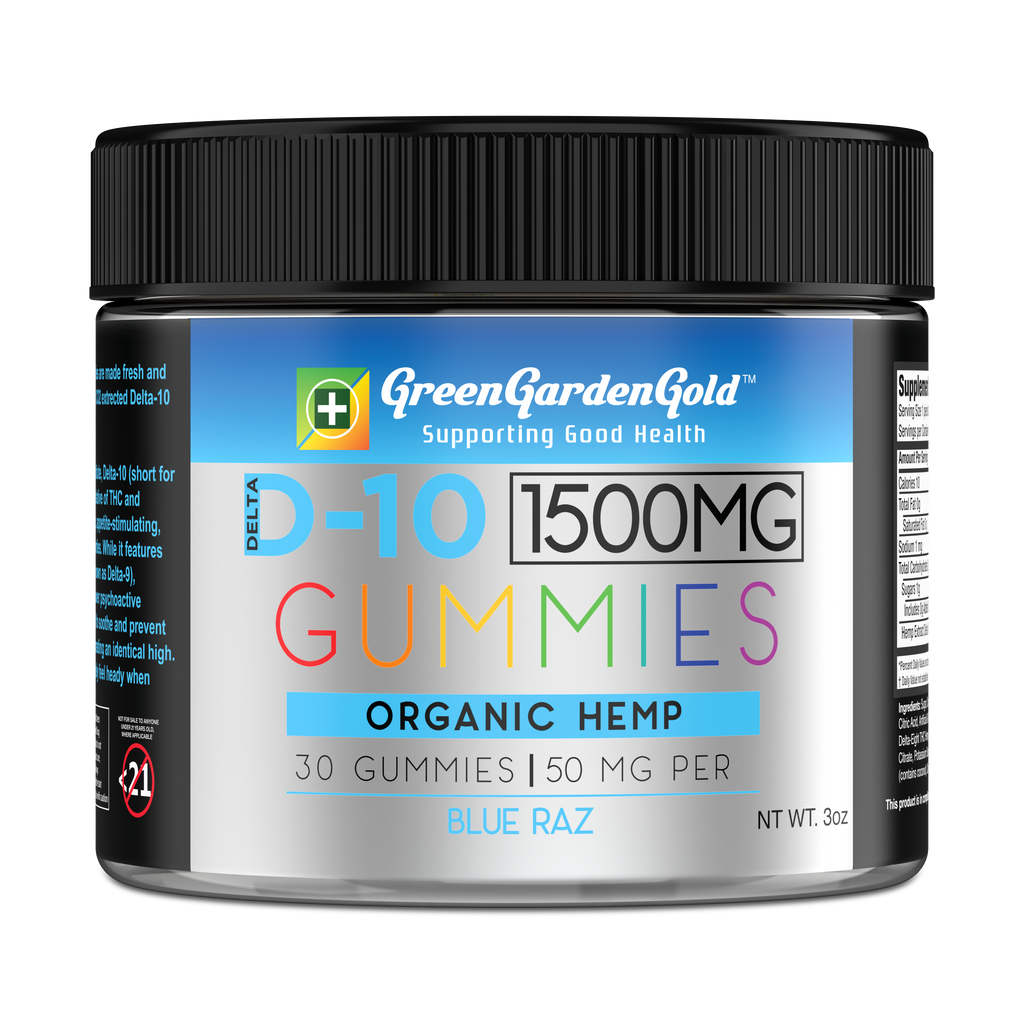 Delta-10, 1500Mg, Gummies, Organi Hemp, 30 Gummies,50 MG PER, Green Garden Gold 
