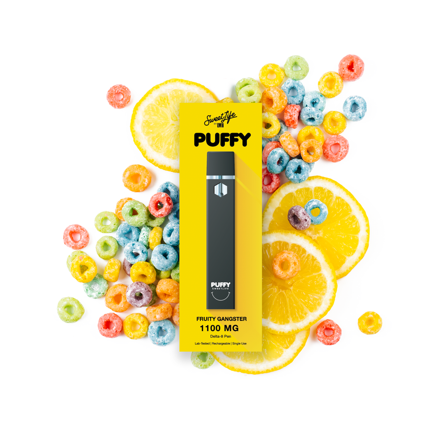 PUFFY SWEET LIFE DELTA 8 DISPOSABLE VAPE DEVICE 1100MG FRUITY GANGSTER