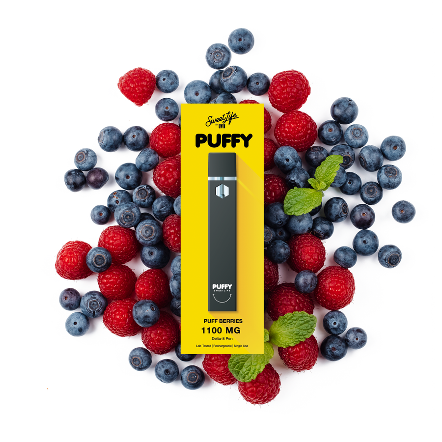PUFFY SWEET LIFE DELTA 8 DISPOSABLE VAPE DEVICE 1100MG PUFF BERRIES