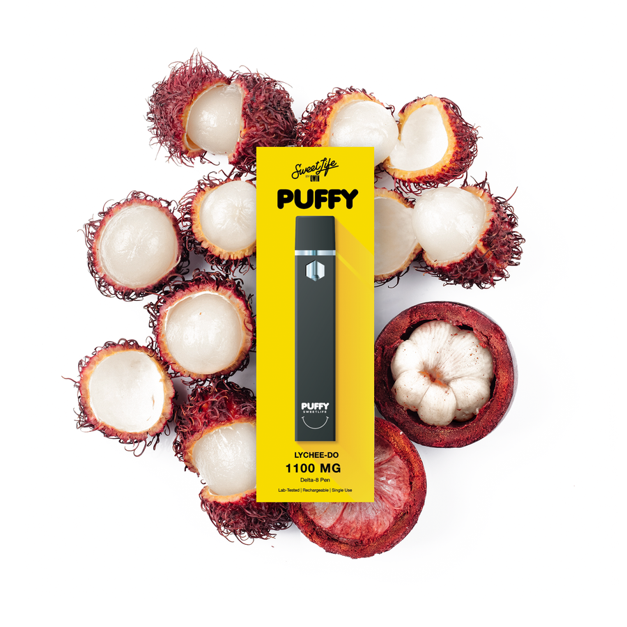 PUFFY SWEET LIFE DELTA 8 DISPOSABLE VAPE DEVICE 1100MG LYCHEE-DO