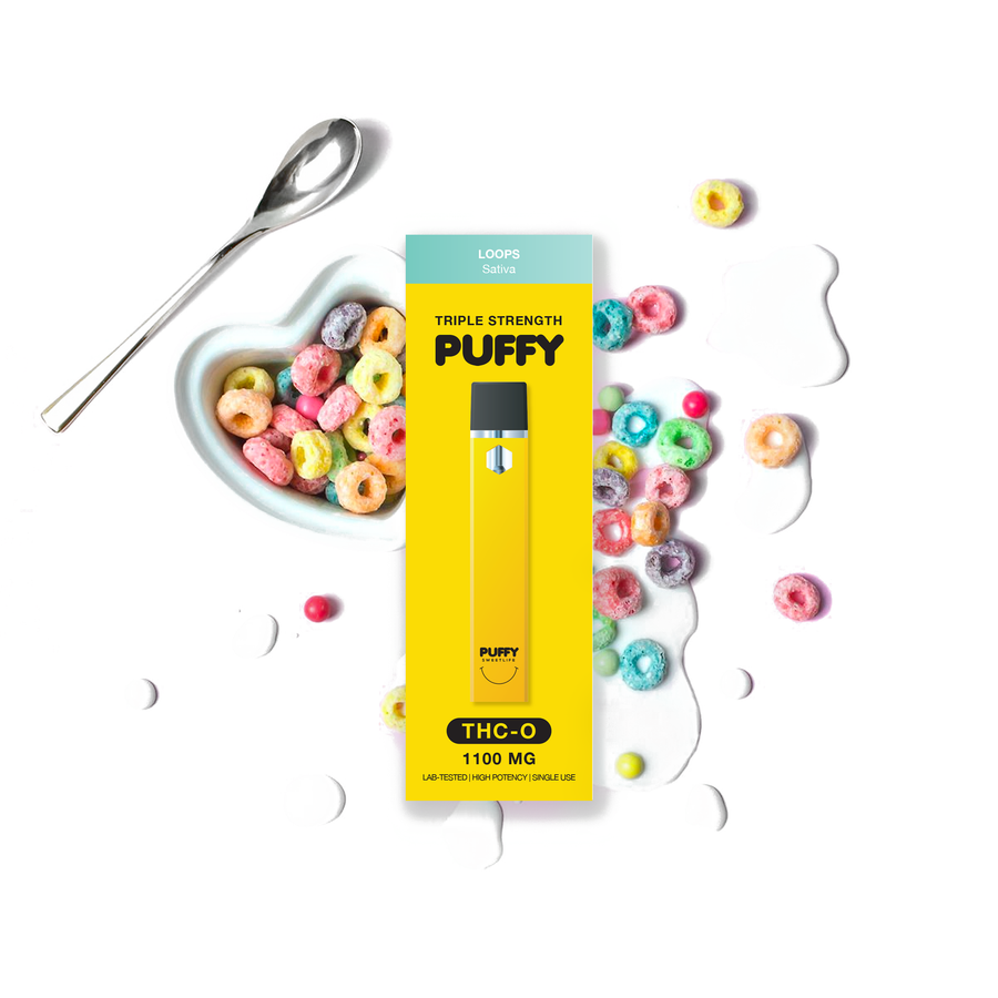 TRIPLE STRENGTH PUFFY THC-O 1100 MG FLAVOR STRAIN LOOPS SATIVA