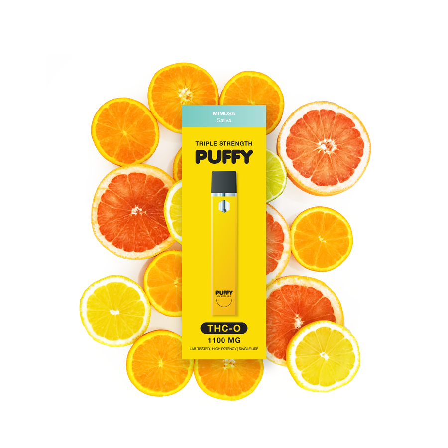 TRIPLE STRENGTH PUFFY THC-O 1100 MG FLAVOR STRAIN MIMOSA SATIVA