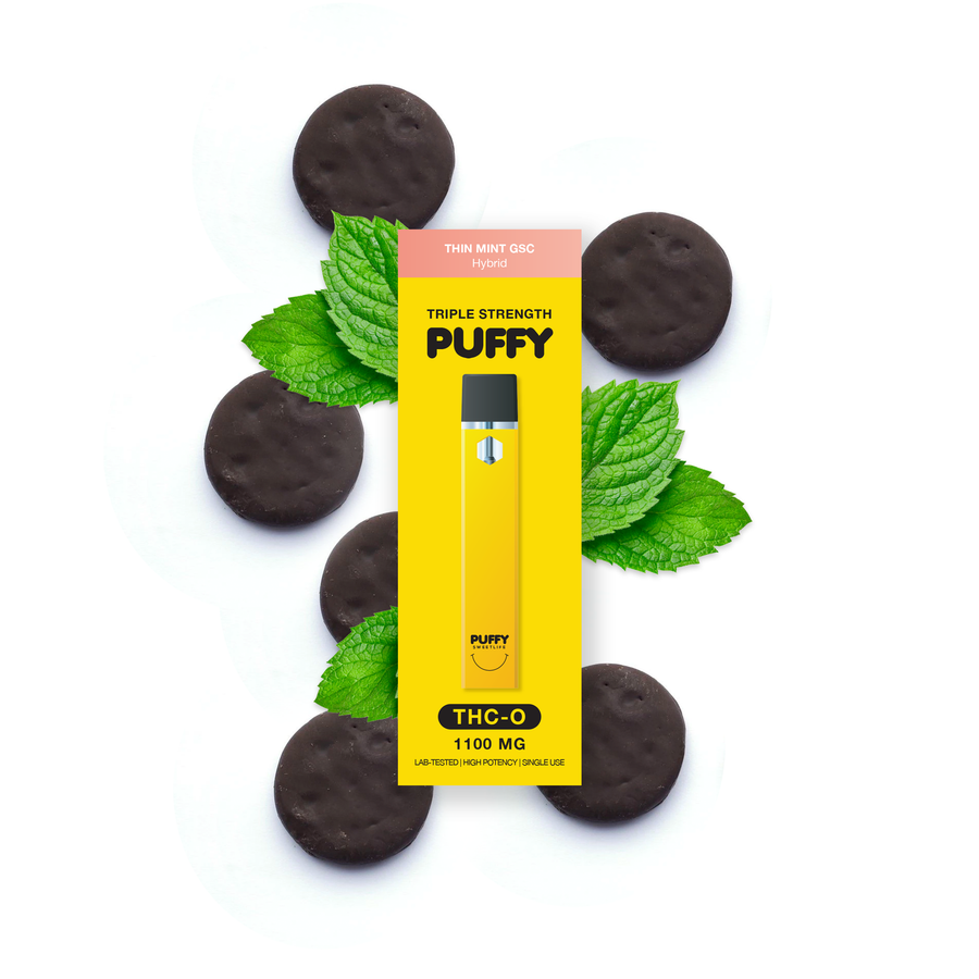 TRIPLE STRENGTH PUFFY THC-O 1100 MG FLAVOR STRAIN THIN MINT GSC HYBRID