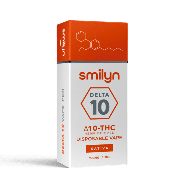 Smilyn, Delta 10, Disposable Vape, Sativa, 900Mg, Hemp Derived, Green Crack