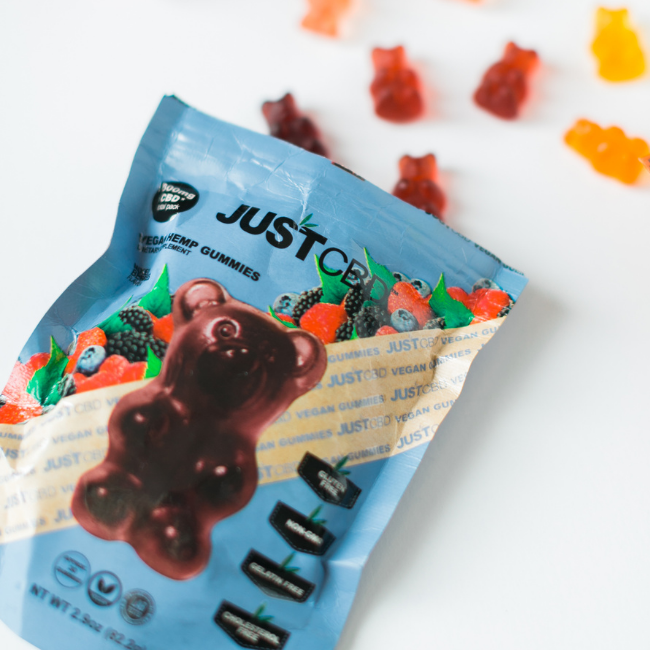 Just CBD, Vegan Gummies, All Natural, Natural Flavoring, Flavor list, 300MG