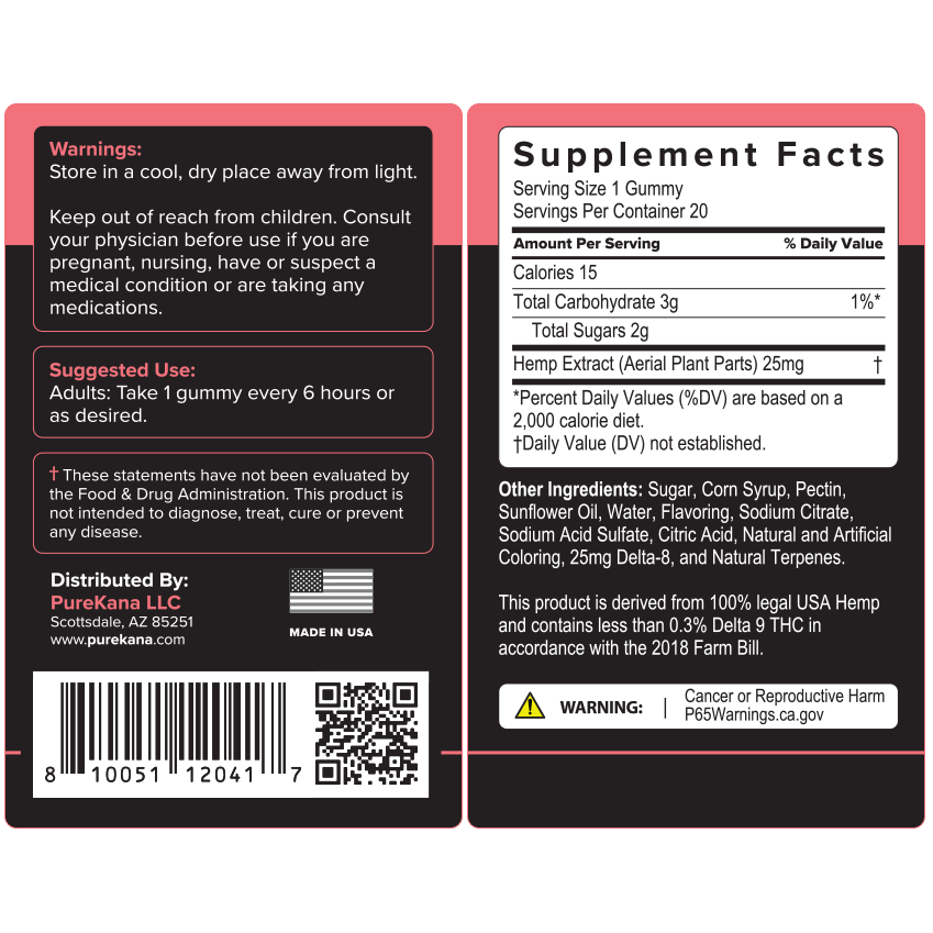 PURE KANA DELTA 8 INGREDIENTS