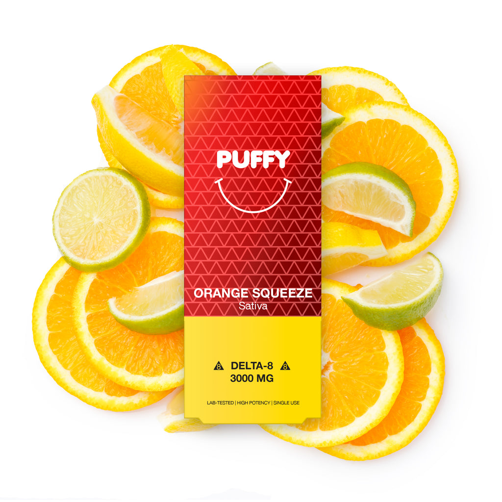 PUFFY 3000MG DISPOSABLE DELTA 8 VAPE ORANGE SQUEEZE SATIVA