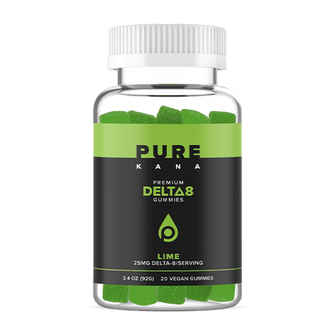 Pure Kana Delta 8 Lime Gummies Bottle 25mg per gummy 20 gummies per bottle