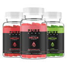 Pure Kana Delta 8 Gummies flavors bottles Watermelon, Strawberry, and Sweet & Sour Apple