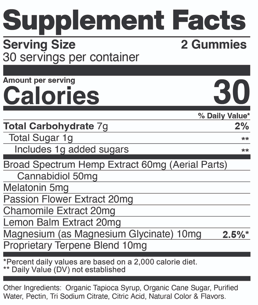 CBDFX Sleep with Melatonin Gummies Ingredients