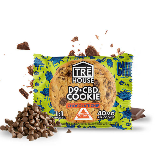 TREHOUSE D9+CBD COOKIE CHOCOLATE CHIP HIGH POTENCY 40MG 