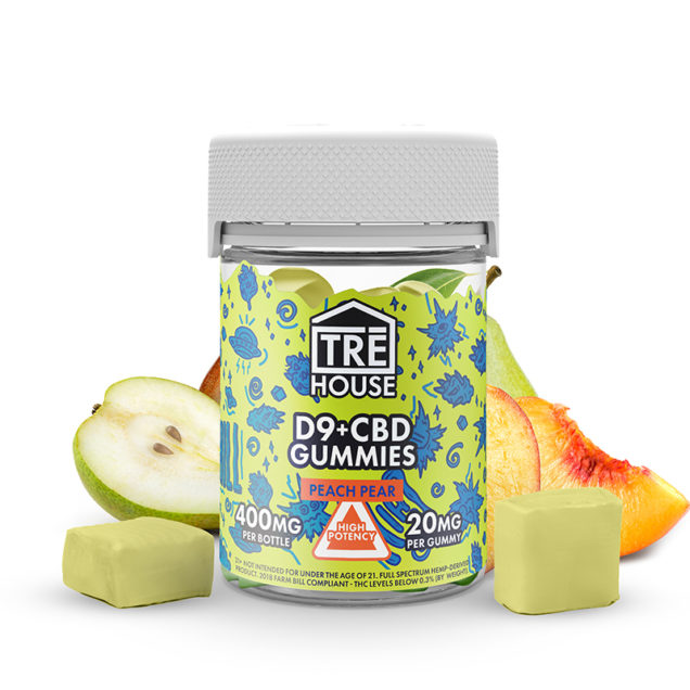 TRE HOUSE DELTA 9 AND CBD GUMMIES PEACH PEAR 400MG 20MG PER GUMMY HIGH POTENCY