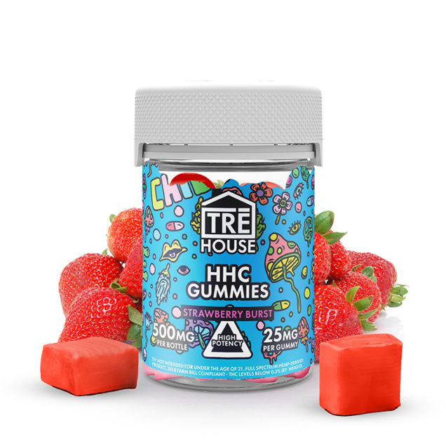 TRE HOUSE HHC GUMMIES STRAWBERRY BURST HIGH POTENCY 500MG 25MG PER GUMMY