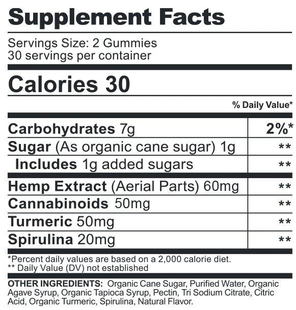 CBDFx Turmeric & Spirulina Gummies with 1500mg Broad Spectrum CBD (60